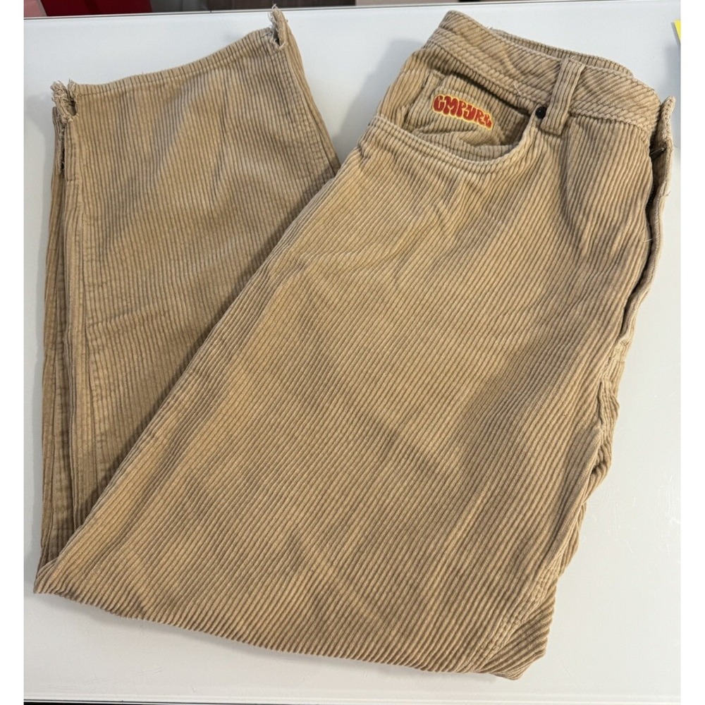 Empyre Mens Corduroy Pants Size 34 x 28 Khaki Beige Relaxed Loose Fit Skate Y2K
